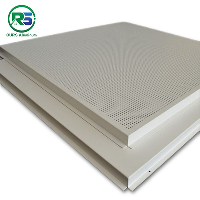 Perforated Lay In Metal Ceiling Tiles White Aluminum Suspended 600mmx600mm
