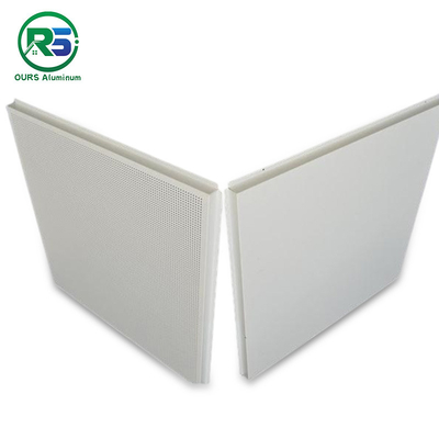 Perforated Lay In Metal Ceiling Tiles White Aluminum Suspended 600mmx600mm