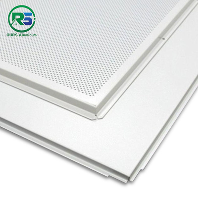 Perforated Lay In Metal Ceiling Tiles White Aluminum Suspended 600mmx600mm